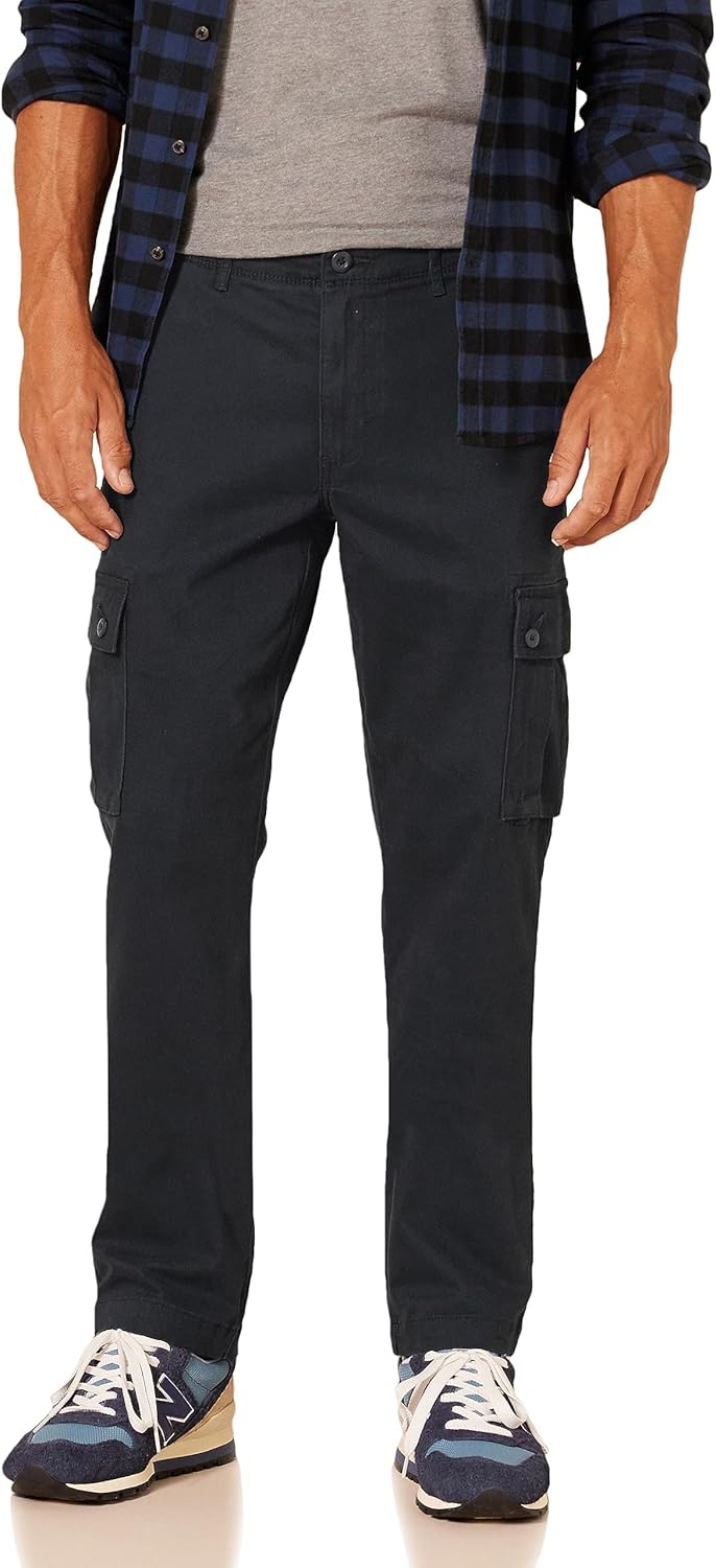 Amazon Essentials Men’s Slim-Fit Stretch Cargo Pant (Available in Big & Tall), Black, 30W x 30L