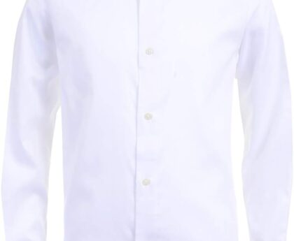 Calvin Klein boys Long Sleeve Sateen Dress Shirt, Button-down Style With Cuffs & Shirttail Hem