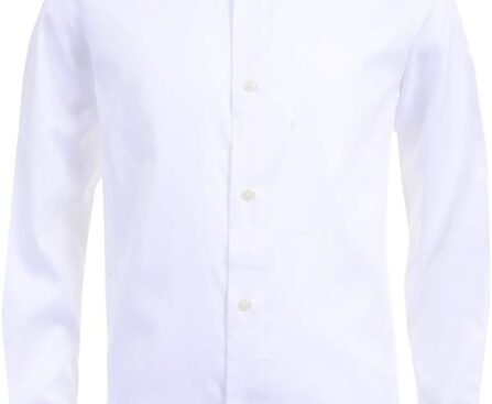 Calvin Klein boys Long Sleeve Sateen Dress Shirt, Button-down Style With Cuffs & Shirttail Hem