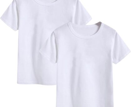 2-Pack Kids Cotton T-Shirts Short Sleeve Basic Tops for Toddlers Boys and Girls