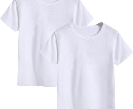 2-Pack Kids Cotton T-Shirts Short Sleeve Basic Tops for Toddlers Boys and Girls
