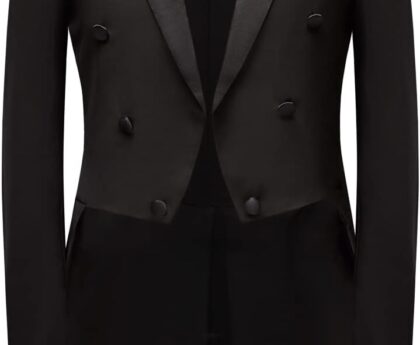 MOGU Mens Black Tuxedo with Tails Slim Fit Dress Jacket Coat for Men Casual Wedding