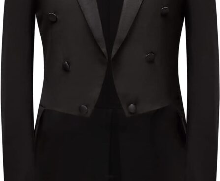 MOGU Mens Black Tuxedo with Tails Slim Fit Dress Jacket Coat for Men Casual Wedding