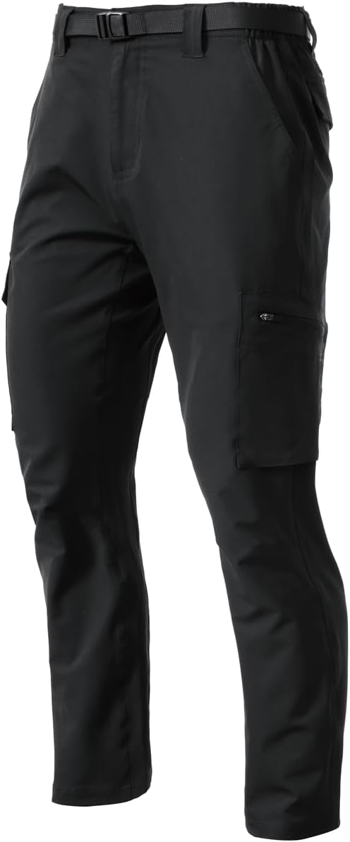 Men’s Lightweight Cargo Pants Waterproof Quick Dry Tactical Pants Outdoor Hiking Pants with Belt