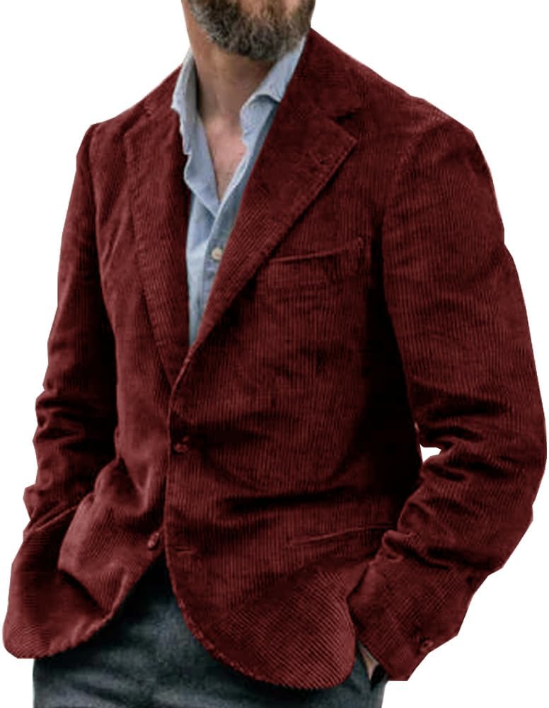 Suit for Men Corduroy Jacket Slim Fit Casual Suits Blazers Mens Sport Coats Tweed Jackets Weeding Groomsmen Formal Clothes