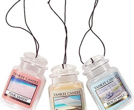 Yankee Candle Hanging Car Jar® Ultimate 3-Pack Air Fresheners Neutralizes Odors Up to 30 Days Includes: Beach Walk Pink Sands and Sun and Sand (Pack of 3)