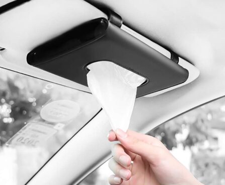 Fredysu Car Visor Tissue Holder, Sun Visor Napkin Holder Backseat Tissue Case, Premium Car Tissue Box for car, Vehicle (Black)