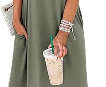 ANRABESS Womens Summer Maxi Dress Short Sleeve Casual Loose Long T Shirt Dresses Split Vacation Beach Sundress Travel Outfits