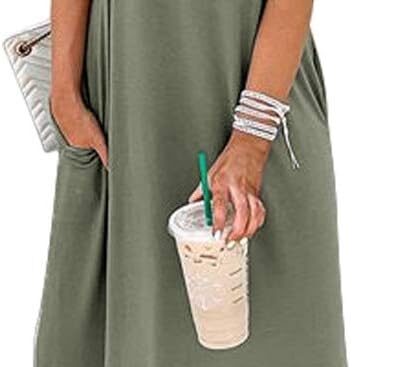 ANRABESS Womens Summer Maxi Dress Short Sleeve Casual Loose Long T Shirt Dresses Split Vacation Beach Sundress Travel Outfits