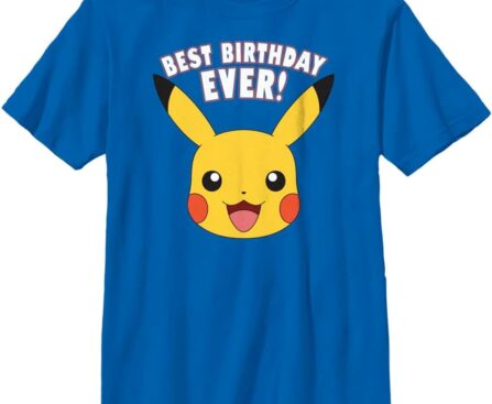 Pokemon Boys Pikachu Best Bday Short Sleeve Tee Shirt