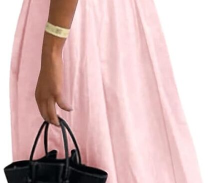 SOLY HUX Women’s Summer Dress Backless V Neck Spaghetti Strap Loose Flowy Midi Cami Dresses