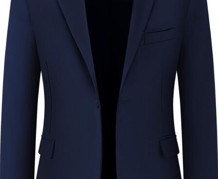 A&J DESIGN Mens One Button Suit Jacket with Lapel Boutonniere Hole Slim Fit Casual Business Sport Coats and Blazers