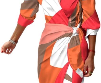 CHICME Women’s Long Sleeve Midi Dress 2025 Casual Wrap Tied Detail Shirt Dresses Floral Print Fall Boho Long Dress