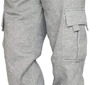 HUNGSON Mens Cargo Sweatpants Drawstring Casual Hiking Pants Joggers Athletic Trousers Cotton Loose Straight Pants for Men