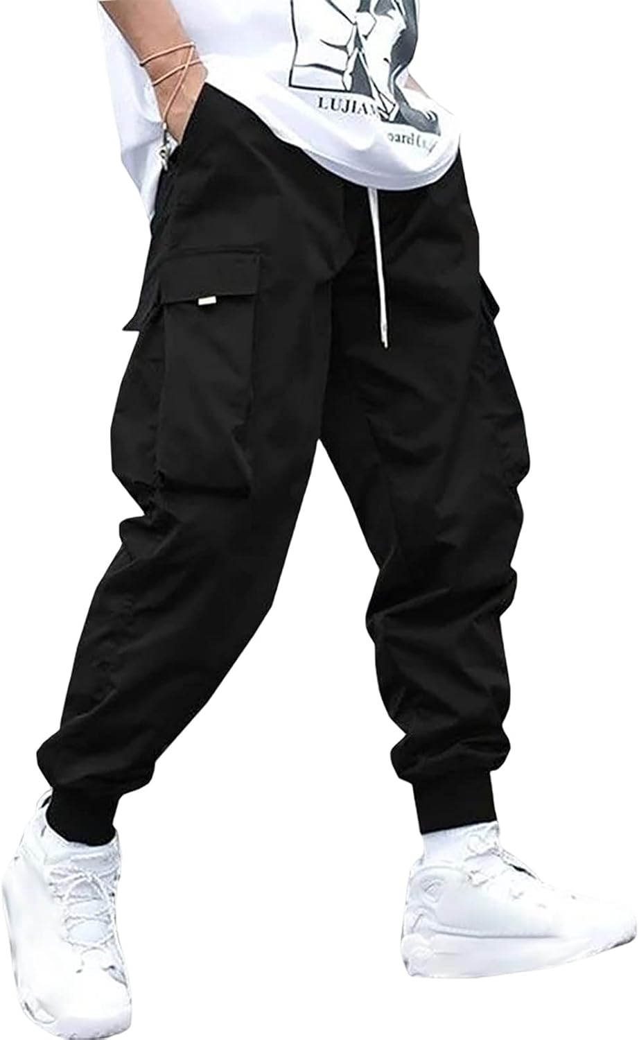 ZAFUL Men’s Streetwear Cargo Pants with Flap Pockets & Drawstring Elastic Waist – Casual & Techwear Joggers