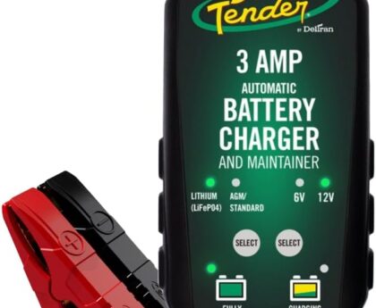 Battery Tender 3 AMP Battery Charger and Maintainer – Automotive Switchable 12V or 6V Smart Automatic for Cars SUVs and Trucks – Lead Acid, AGM, Gel, & Lithium Battery Charger – 022-0202-COS