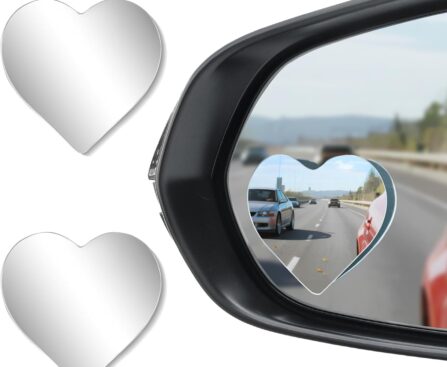 LivTee Blind Spot Mirrors, Heart Shaped HD Glass Frameless Convex Rear View Mirrors, Wide Angle Adjustable Stick for Side Mirror, Automotive Exterior Accessories for Car, SUV & Trucks, Pack of 2