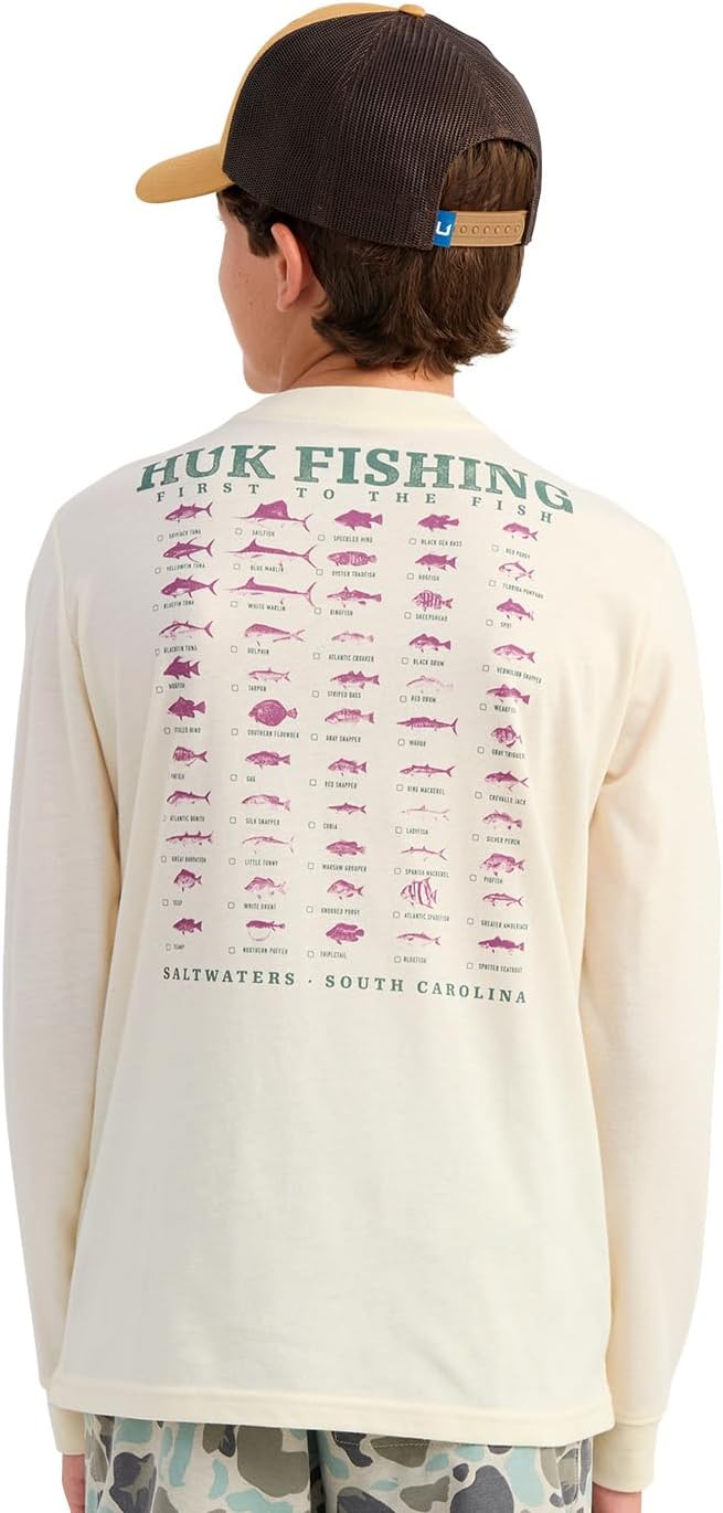 HUK Boys Long Sleeve Graphic Tee, Soft, Comfortable T-Shirt with Fun Fishing Designs for Everyday Wear
