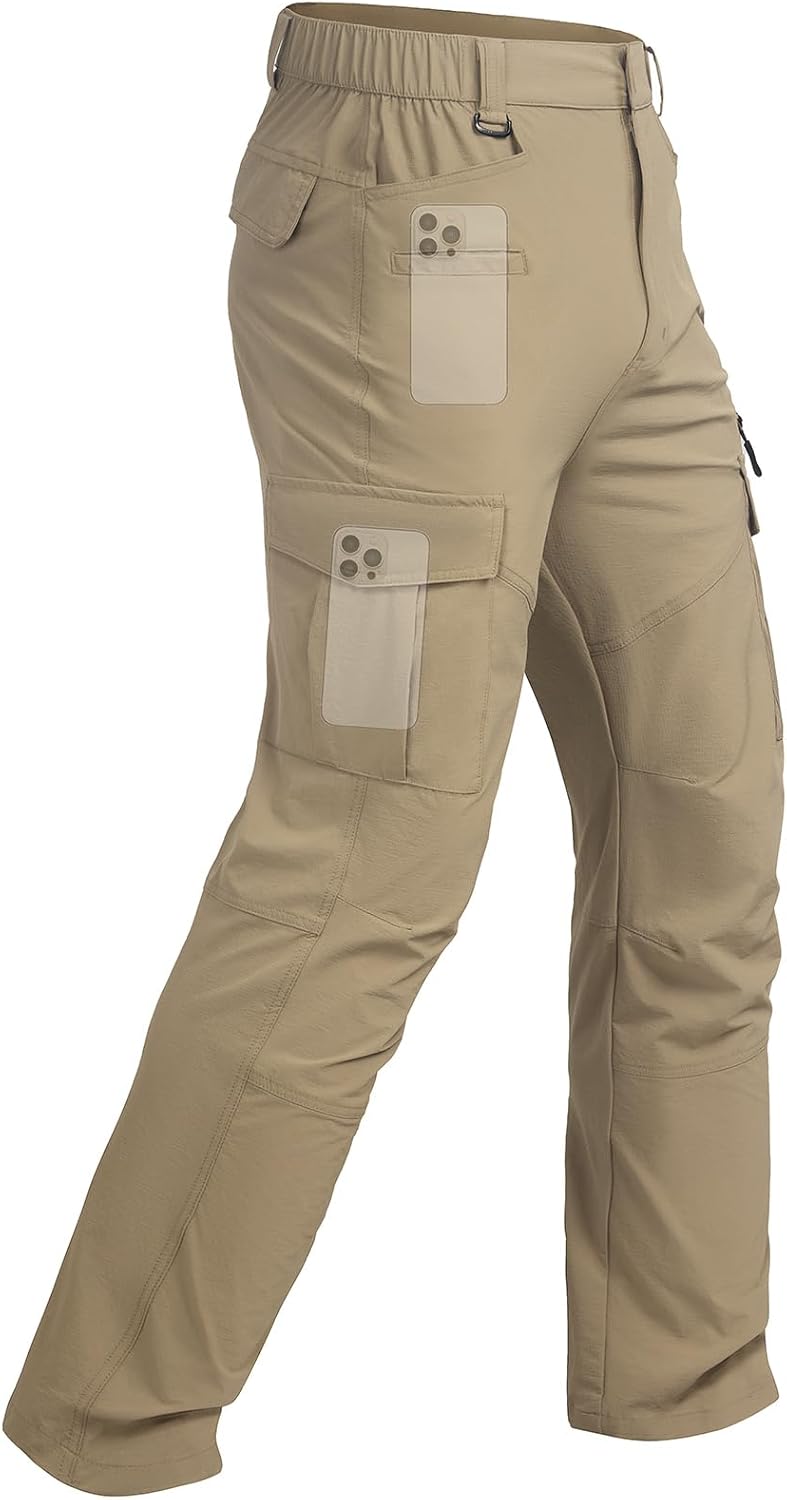 Men’s Hiking Cargo Work Pants Lightweight Quick Dry Waterproof Fishing Travel Tactical Pants Outdoor 7 Pockets