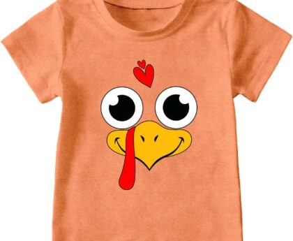 LBP Thanksgiving Shirt for Toddlers Boys Girls Turkey Face T-Shirt Kids Thanksgiving Gobble Tee Tops