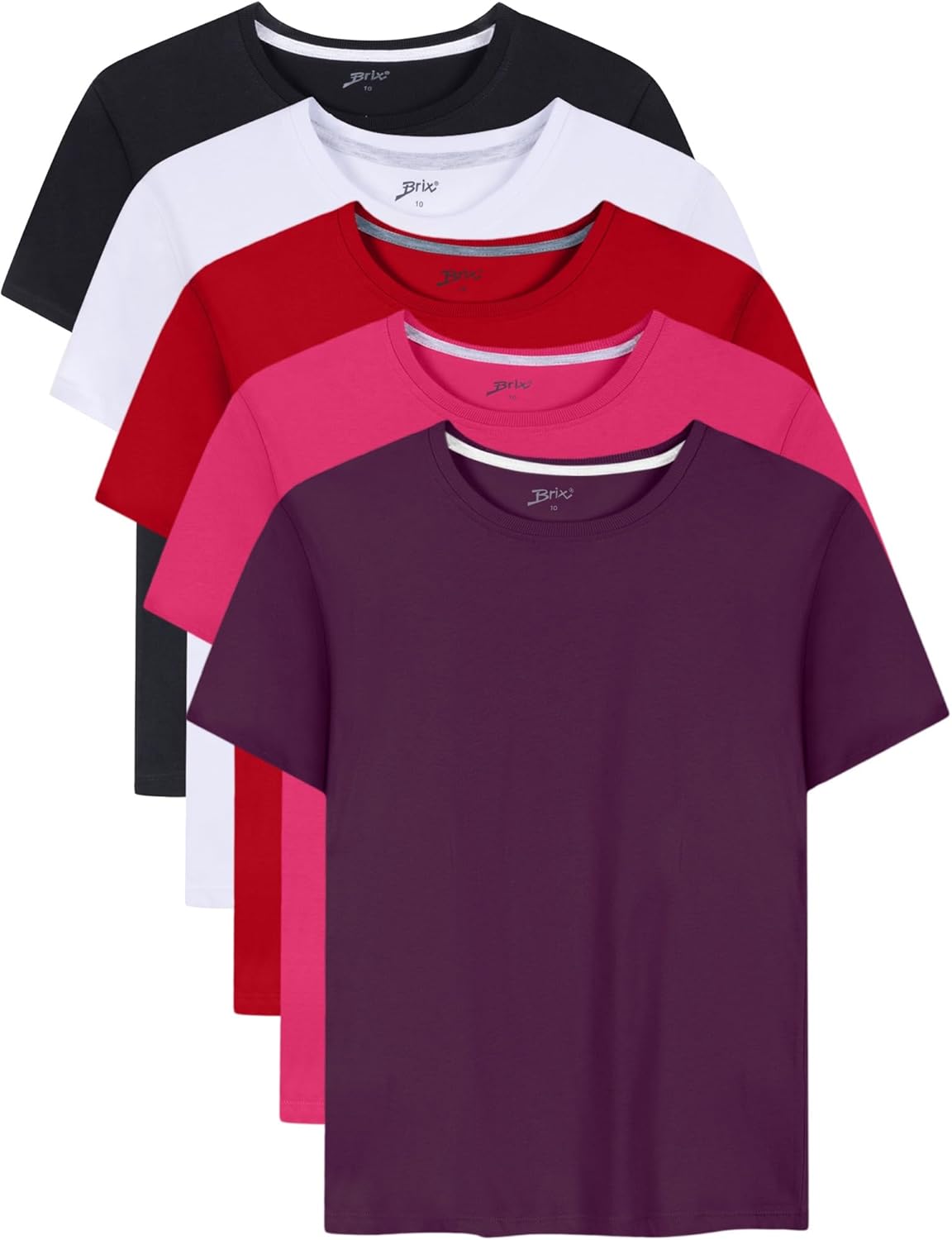 Brix Girls Shirts 5 Pack – Short Sleeve Tees for Girls T-Shirts 100% Cotton Tagless Kids Fashion Summer Tops.