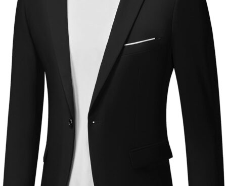 YND Men’s One Button Slim Fit Blazer, Casual Lightweight Suit Daily Jacket Coat