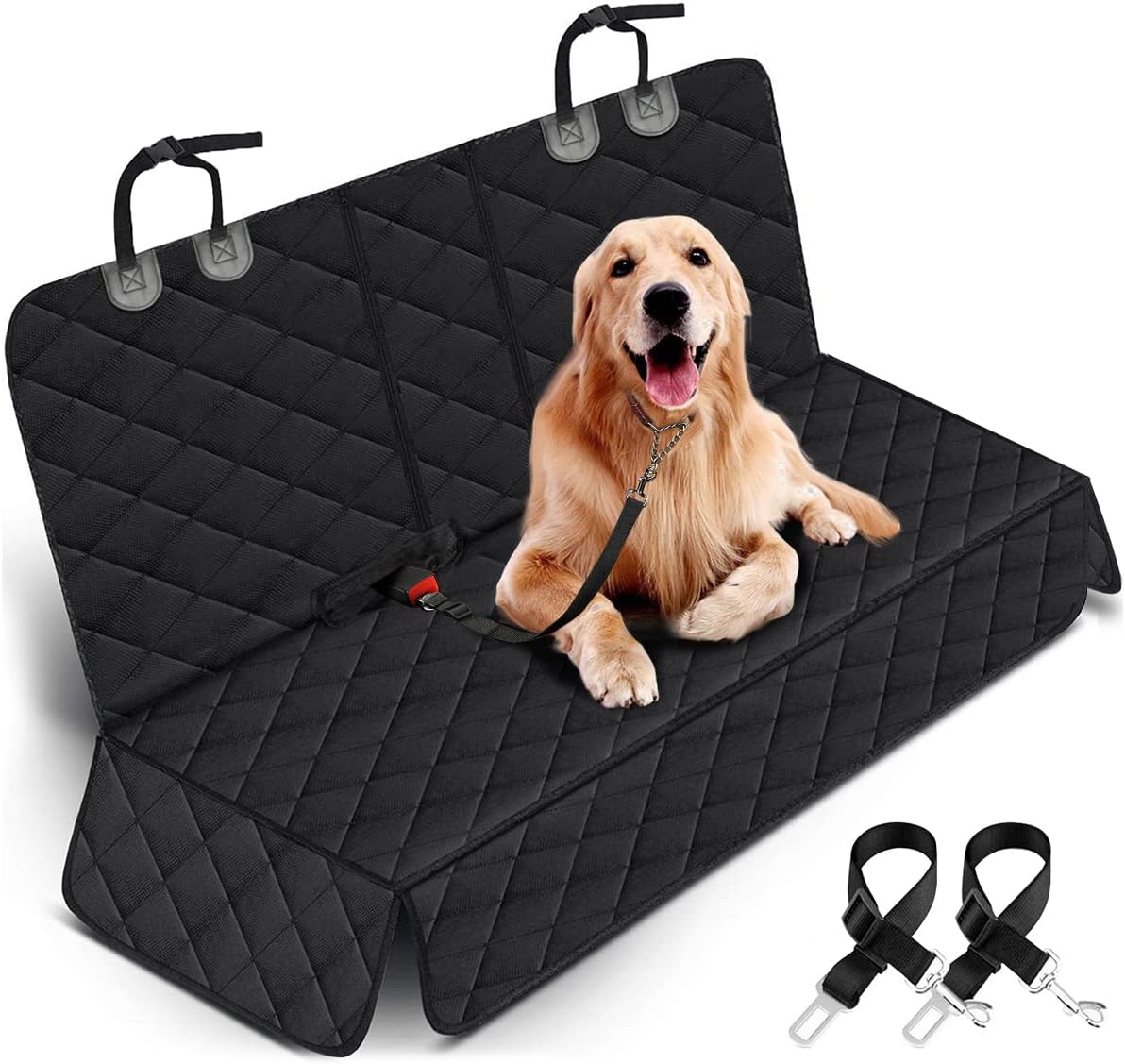 Dog Car Seat Cover, Back Seat Cover for Dogs Pet Car Seat Protector Waterproof Bench Car Seat Cover, Non-Slip Reat Seat Cover fits Middle Armrest for Most Cars Trucks SUVs – Black