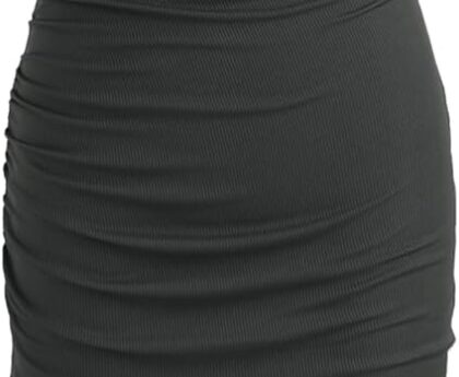 CIDER Work Dresses for Women High Neck Sleeveless Bodycon Ruched Cocktail Party Midi Dresses