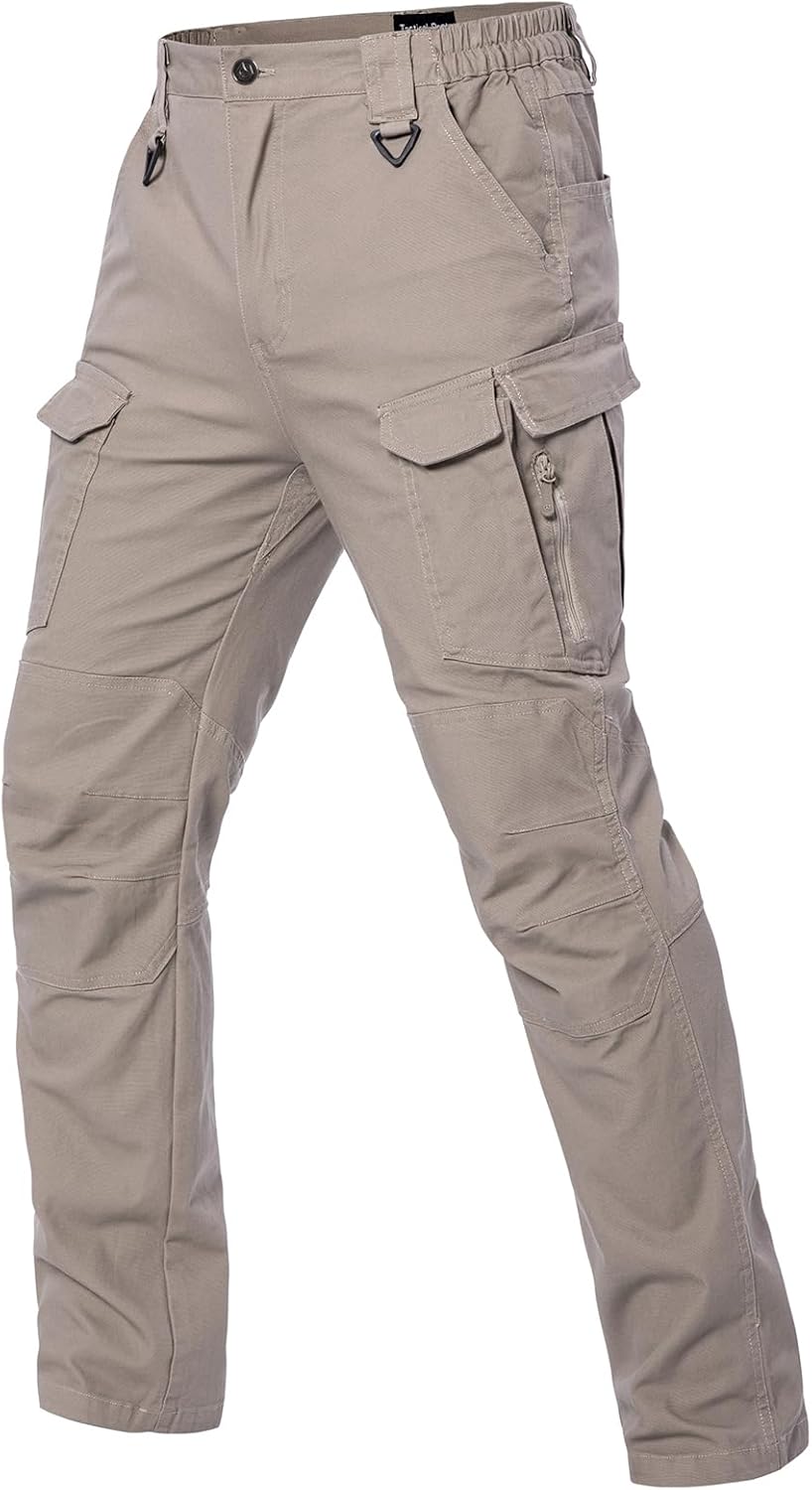 MANSDOUR Men’s Cotton Hiking Tactical Pants Lightweight Stretch Military Combat Cargo Work Pants