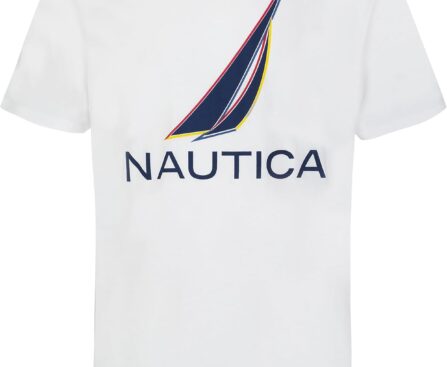 Nautica Boys’ Short Sleeve J-Class Logo Crew Neck T-Shirt, Soft, Comfortable, Relaxed Fit