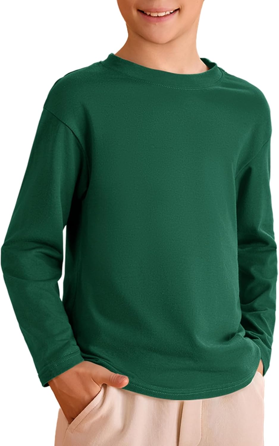 Haloumoning Kids Boys Long Sleeve Crewneck T-Shirts Tee Tops 5-14 Years