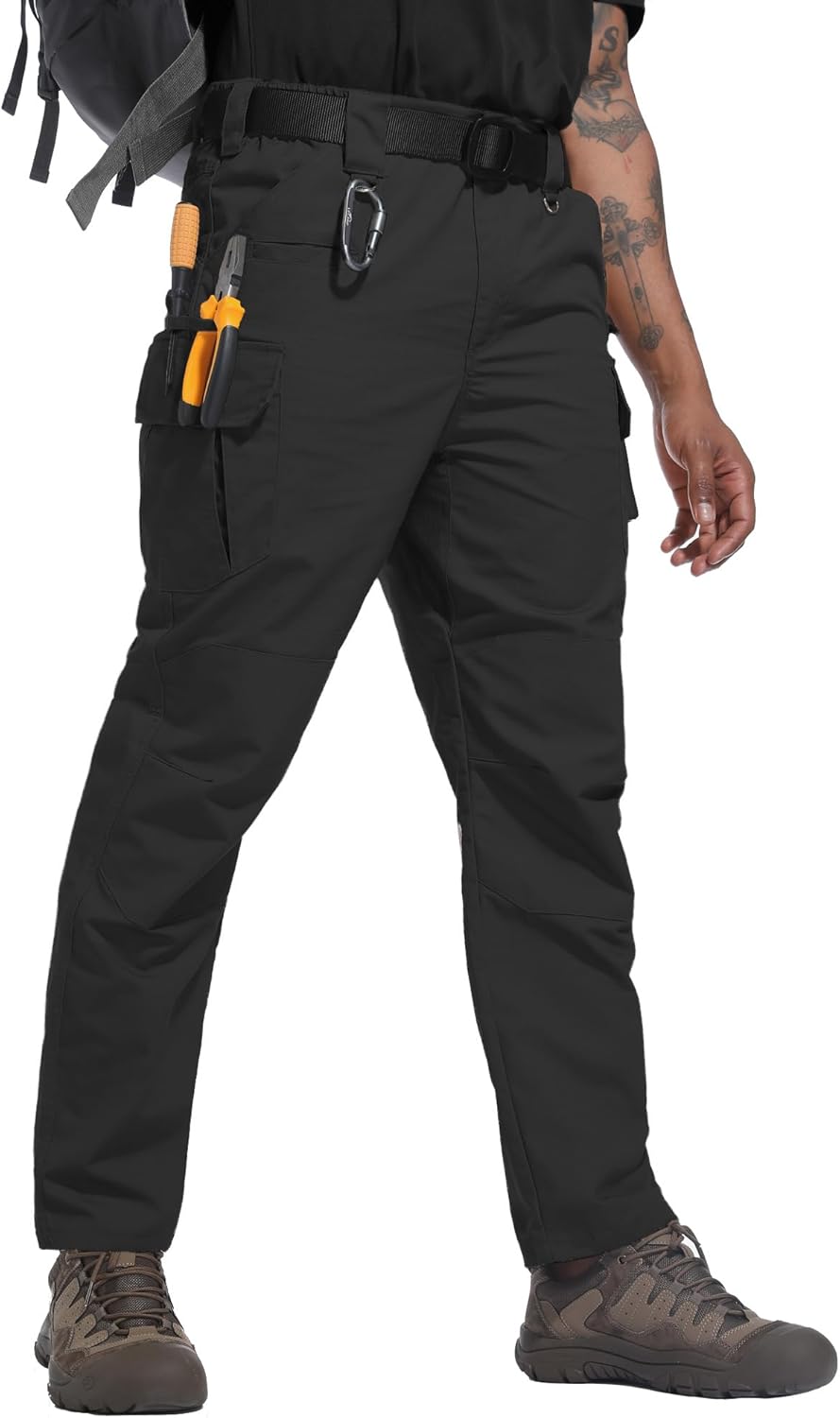 Men’s Cargo Work Pants Lightweight Ripstop Water, Resistant for Hiking, Tactical Missions with 7-Pocket