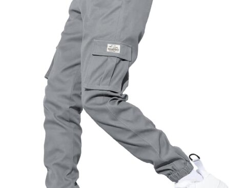 HOTake Men’s Casual Cargo Pants Elastic Waist Drawstring Tapered Pants for Men Joggers Hiking Pants with Multi Pockets