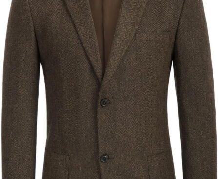 PJ PAUL JONES Mens Tweed Blazer Vintage Wool Blend Blazers Herringbone Two Button Sport Coat
