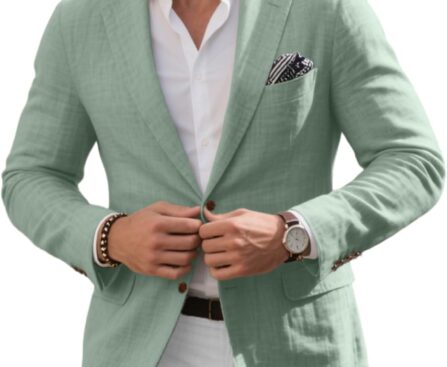 Linen Mens Suit Blazer Formal Tuxedos Jacket Causal Sport Jackets Slim Fit Wedding Men Suit Separates Coat for Business Dress