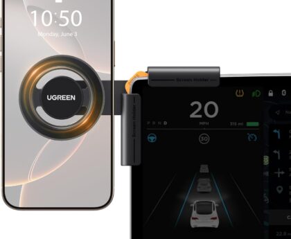 UGREEN Phone Holder for Tesla Model 3 and Y Accessories Magsafe Car Mount Magnetic Phone Mount Strongest Magnet Power Compatible with iPhone 17 16 15 14 13 Plus Pro Max Series