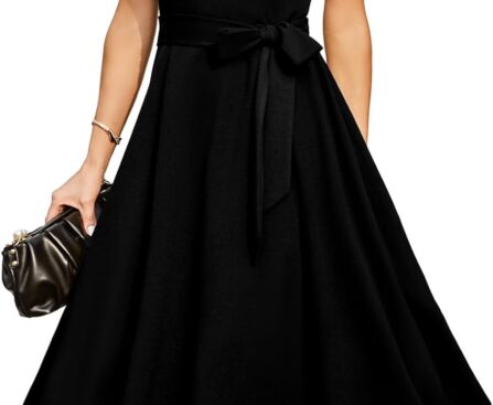 DRESSTELLS Women’s Cocktail Dresses, Formal Wedding Guest Modest Church Vintage Holiday Party Evening Dress