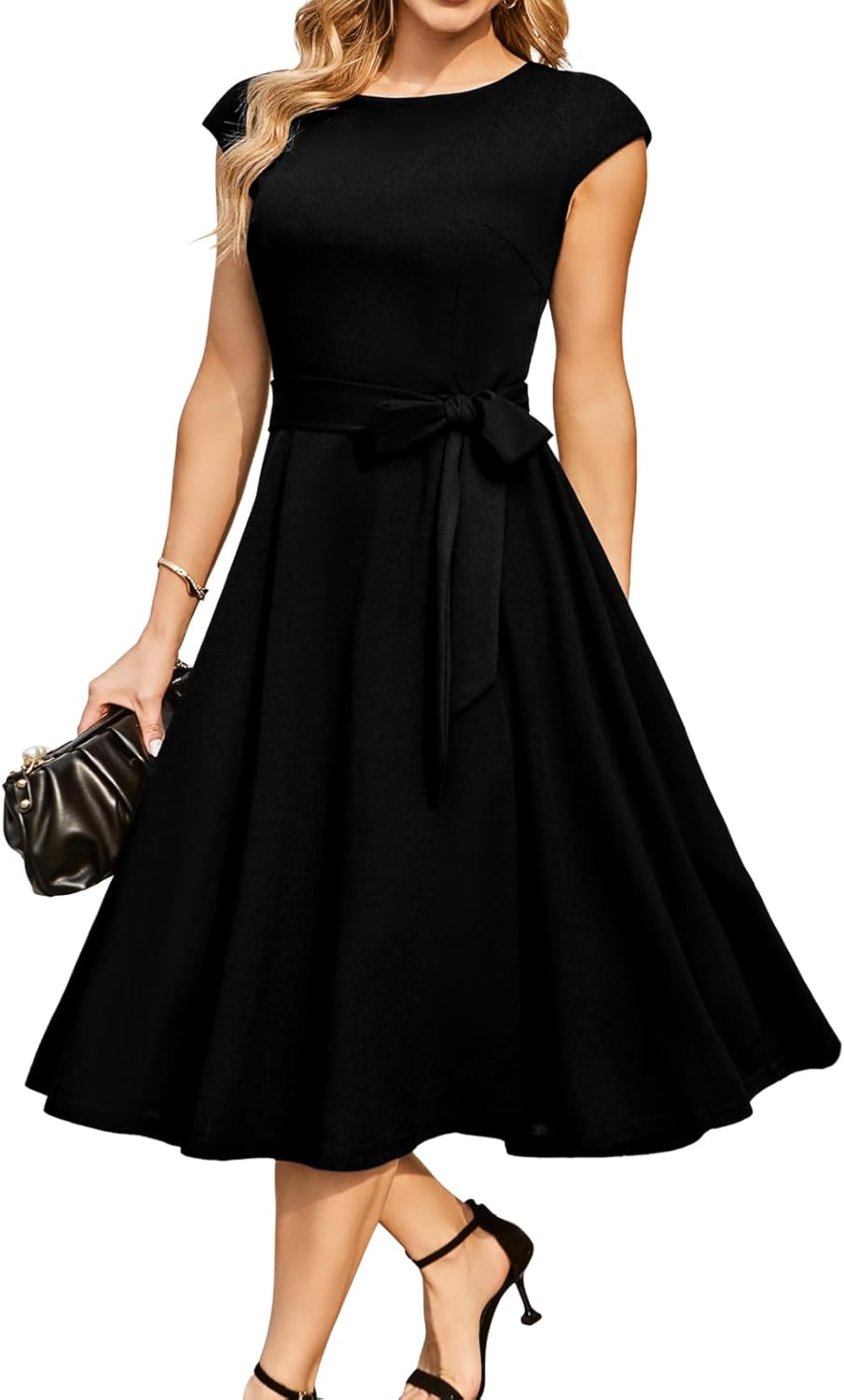 DRESSTELLS Women’s Cocktail Dresses, Formal Wedding Guest Modest Church Vintage Holiday Party Evening Dress