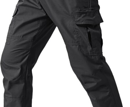 Mens Cargo Work Pants Durable Ripstop Tactical Pants with 7 Pockets Outdoor Water Resistant Hiking Woking Construction Pants