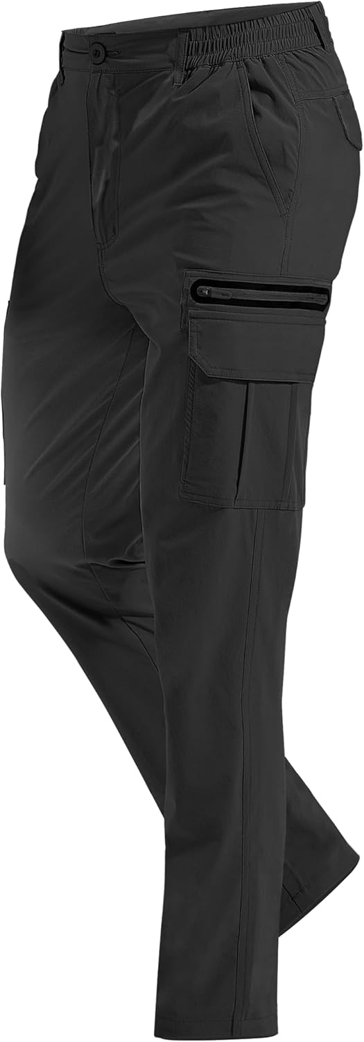 MOURCE Mens Hiking Pants Lightweight – Quick Dry Water Resistant Travel Pants with 7 Pockets for Camping Fishing Outdoor
