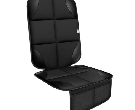 Meolsaek Car Seat Protector for Child Car Seat, Durable 600D Fabric Waterproof Car Seat Cover with Thick Pad Non-Slip Backing (No Imprints) (1 pc -Black)