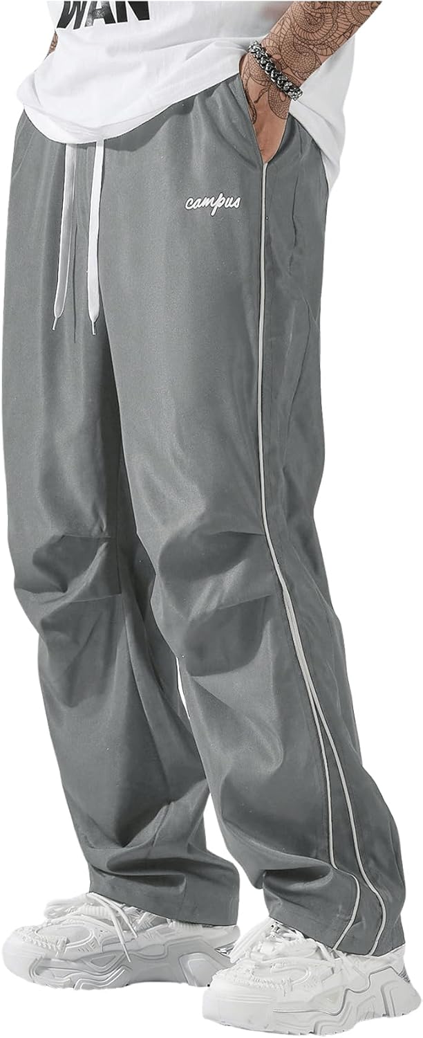 QJQ Men’s Y2K Baggy Sweatpants Parachute Pants Wide Leg Vintage Track Pants Casual Streetwear