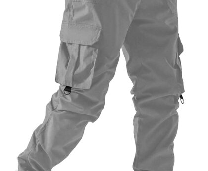 PLEPAN Men’s Casual Cargo Pants Elastic Waist Drawstring Joggers Pants Tapered Sweatpants for Men Multi Pockets