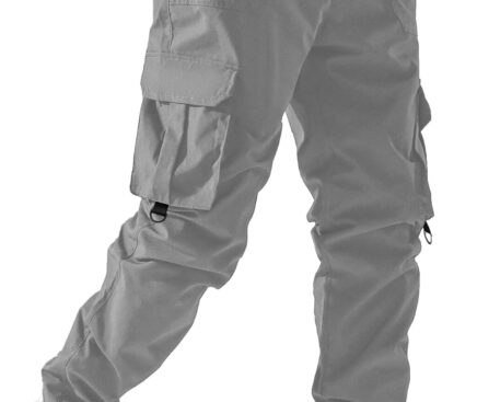 PLEPAN Men’s Casual Cargo Pants Elastic Waist Drawstring Joggers Pants Tapered Sweatpants for Men Multi Pockets