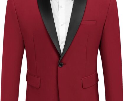 COOFANDY Mens Tuxedo Jacket Wedding Suit Jacket Slim Fit Blazer Jacket for Dinner, Prom, Party