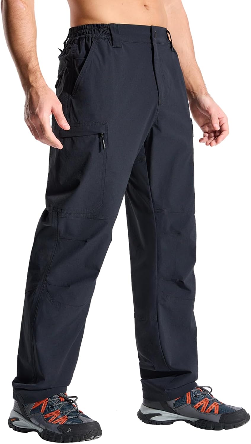 LOOGU Men’s Water Resistant Breathable Thin Cargo Pants for Fishing Hiking Outdoor with 7 Pockets