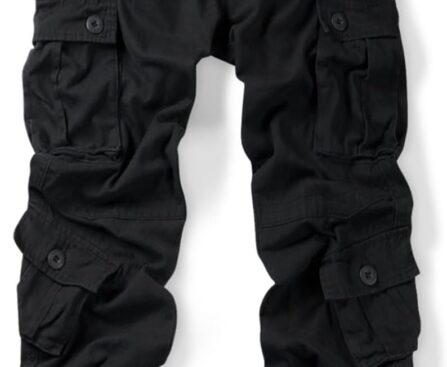 OCHENTA Men’s Cotton Casual Cargo Work Pants Baggy Camo Tactical Combat Trousers with 8 Pockets (No Belt)