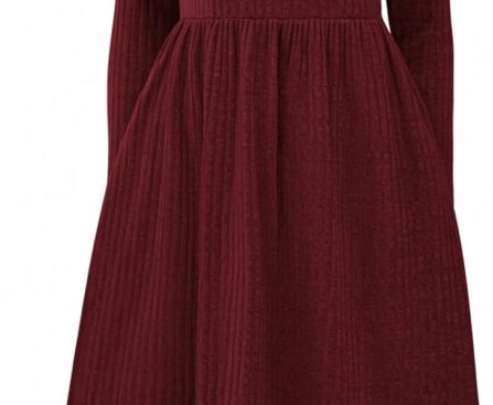 Zeagoo Women Fall 2025 Long Sleeve Sweater Dress Casual Knit Dresses with Pockets