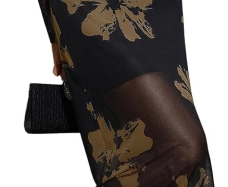 Verdusa Women’s Floral Mesh Maxi Dresses Long Sleeve Elegant Formal Fall Wedding Guest Dress Cocktail Slimming Dress