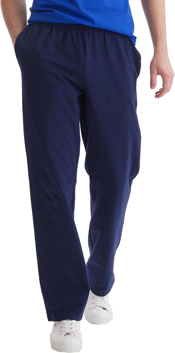 Hanes Men’s Essentials Jersey Sweatpants, Cotton Lounge Pants with Pockets for Men, 32” Inseam